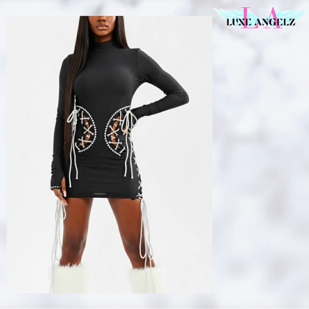 Black Lace-Up Dress